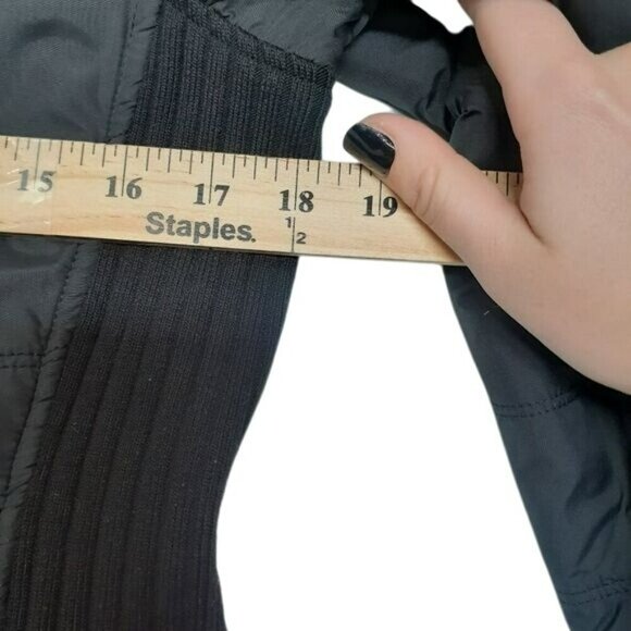 Prana Womens Quilted Jacket M Black With Sherpa‎ Collar & Zipper Pockets - Picture 5 of 6